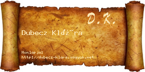 Dubecz Klára névjegykártya